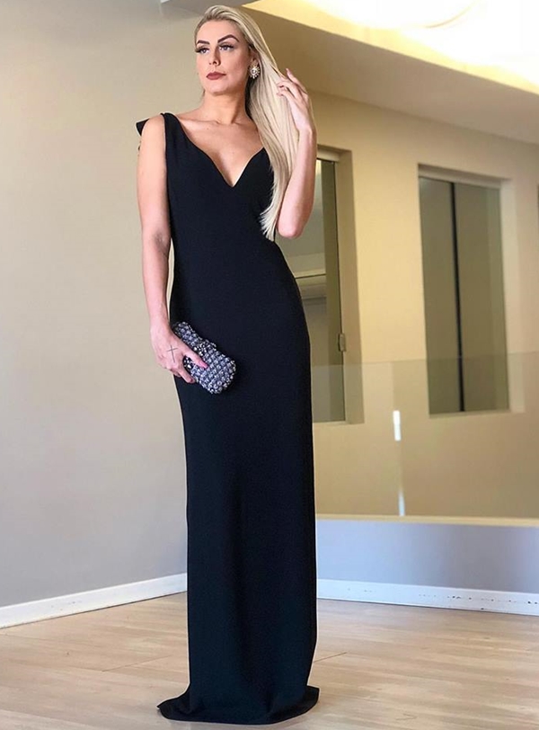 vestido preto simples para festa
