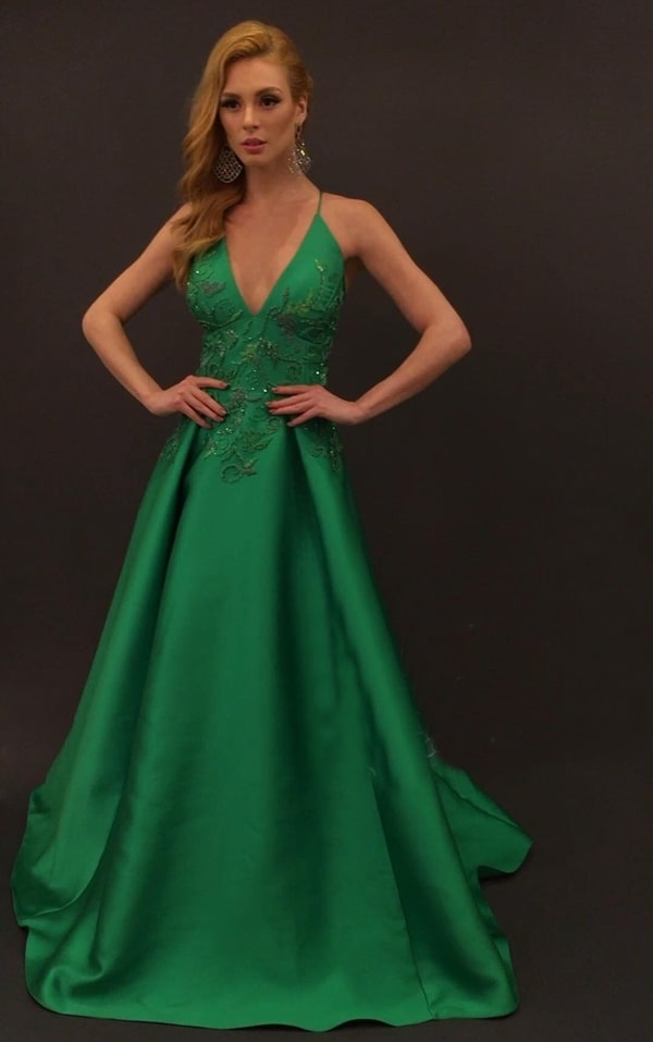 vestido de festa longo verde esmeralda