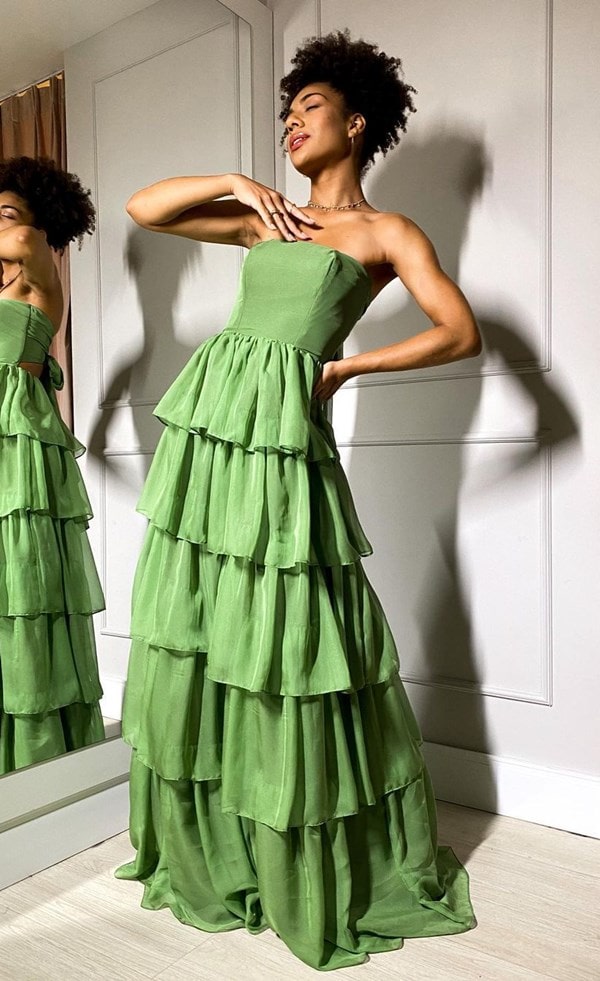 vestido verde oliva para madrinha de casamento dia