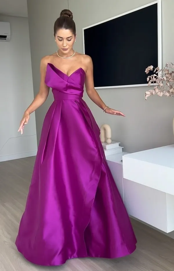 vestido alfaiataria longo fúcsia