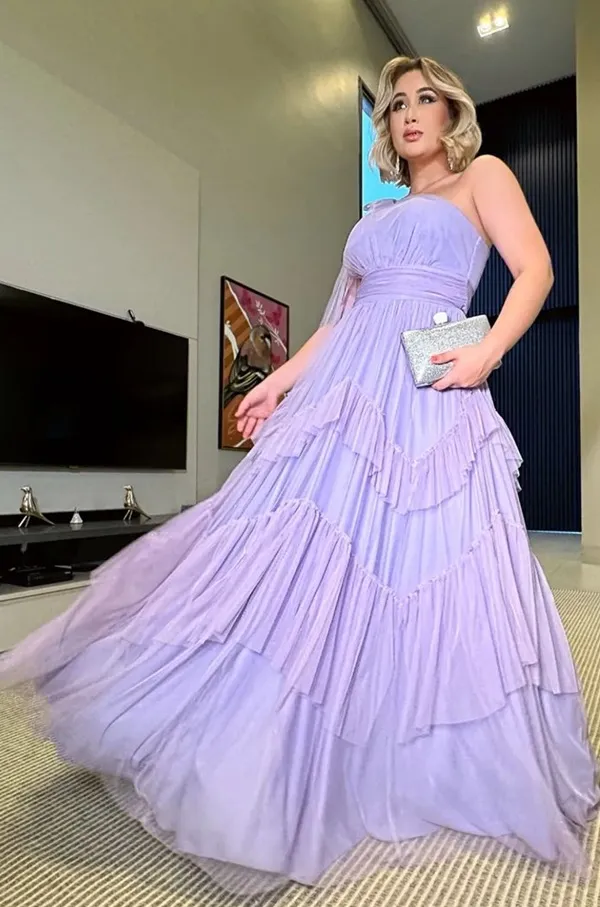 vestido lavanda um ombro só madrinha